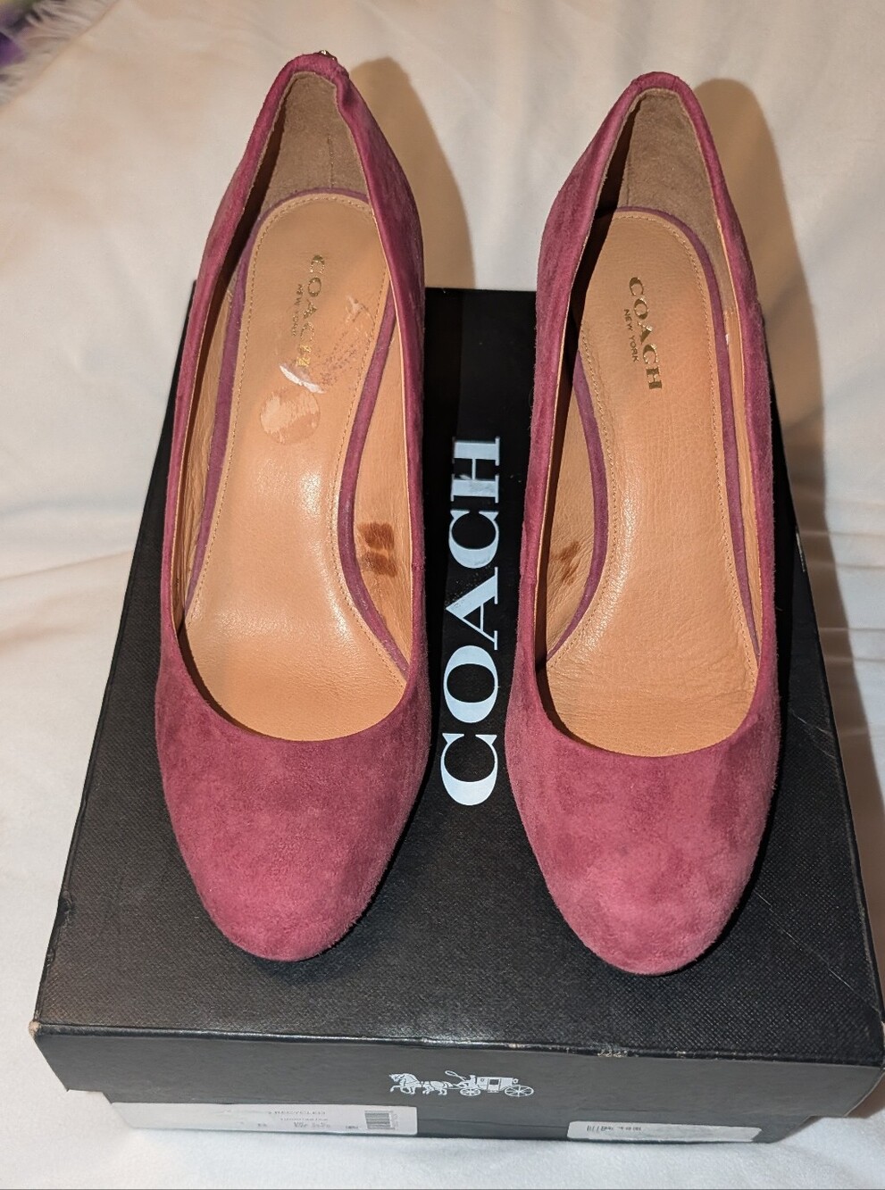 Coach Rileigh Suede Wedge Pumps Maroon NWT
